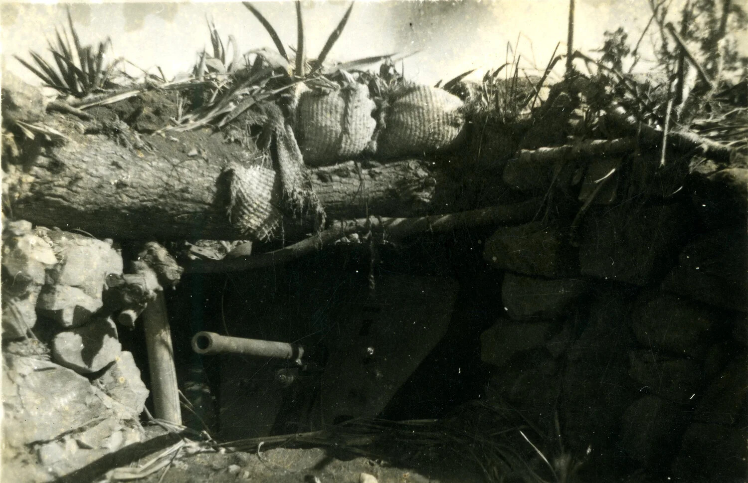 Japanese Fortified Gun Position, Volcanic Rock and Log Bunker, Iwo Jima, 1945