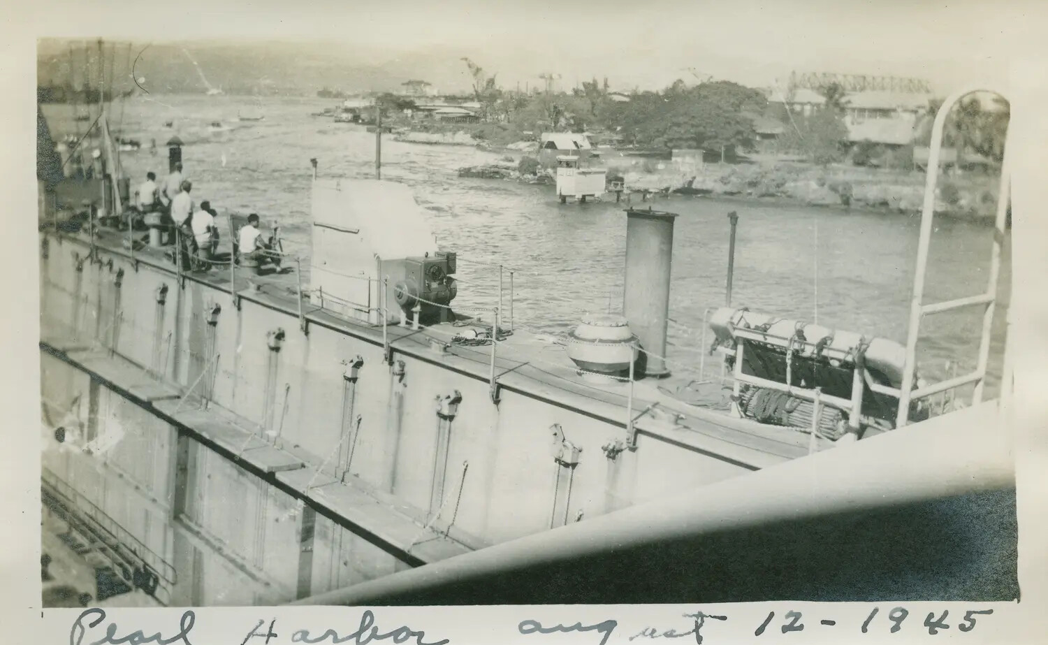 US Navy Ship Deck View at Pearl Harbor, Oahu, Hawaii, August 12, 1945