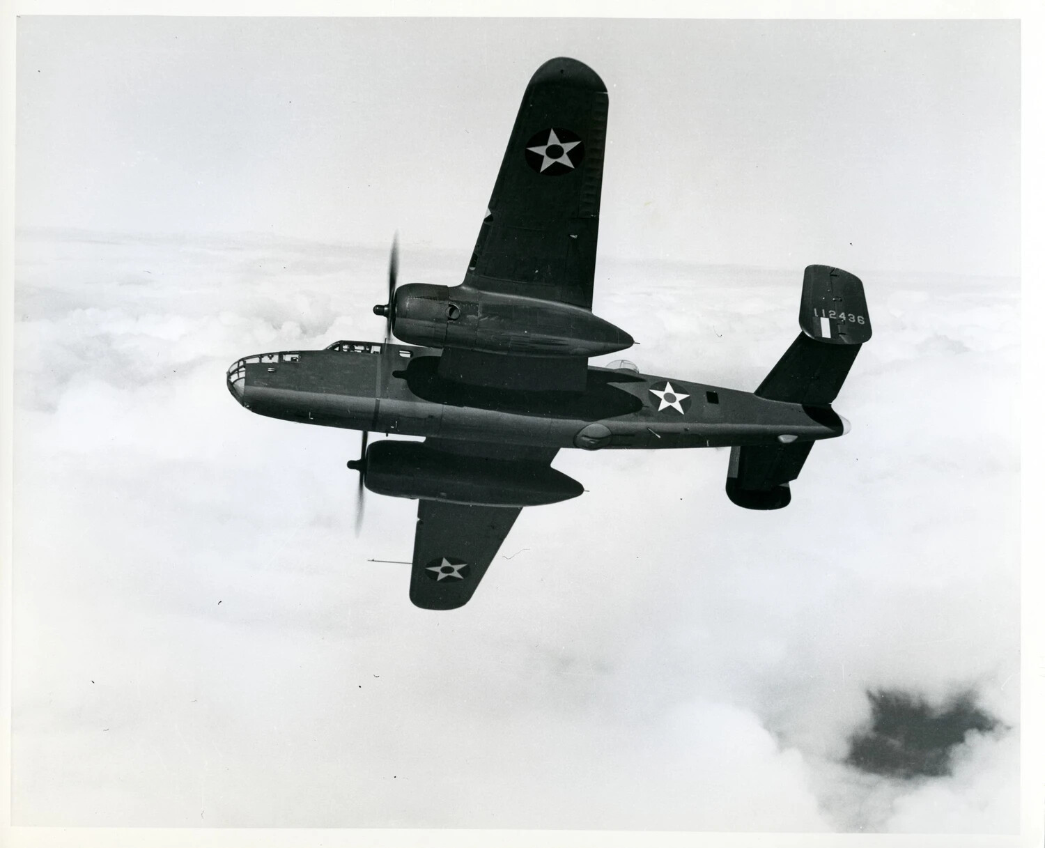North American B-25 Mitchell Medium Bomber in Banking Flight, Serial 112436