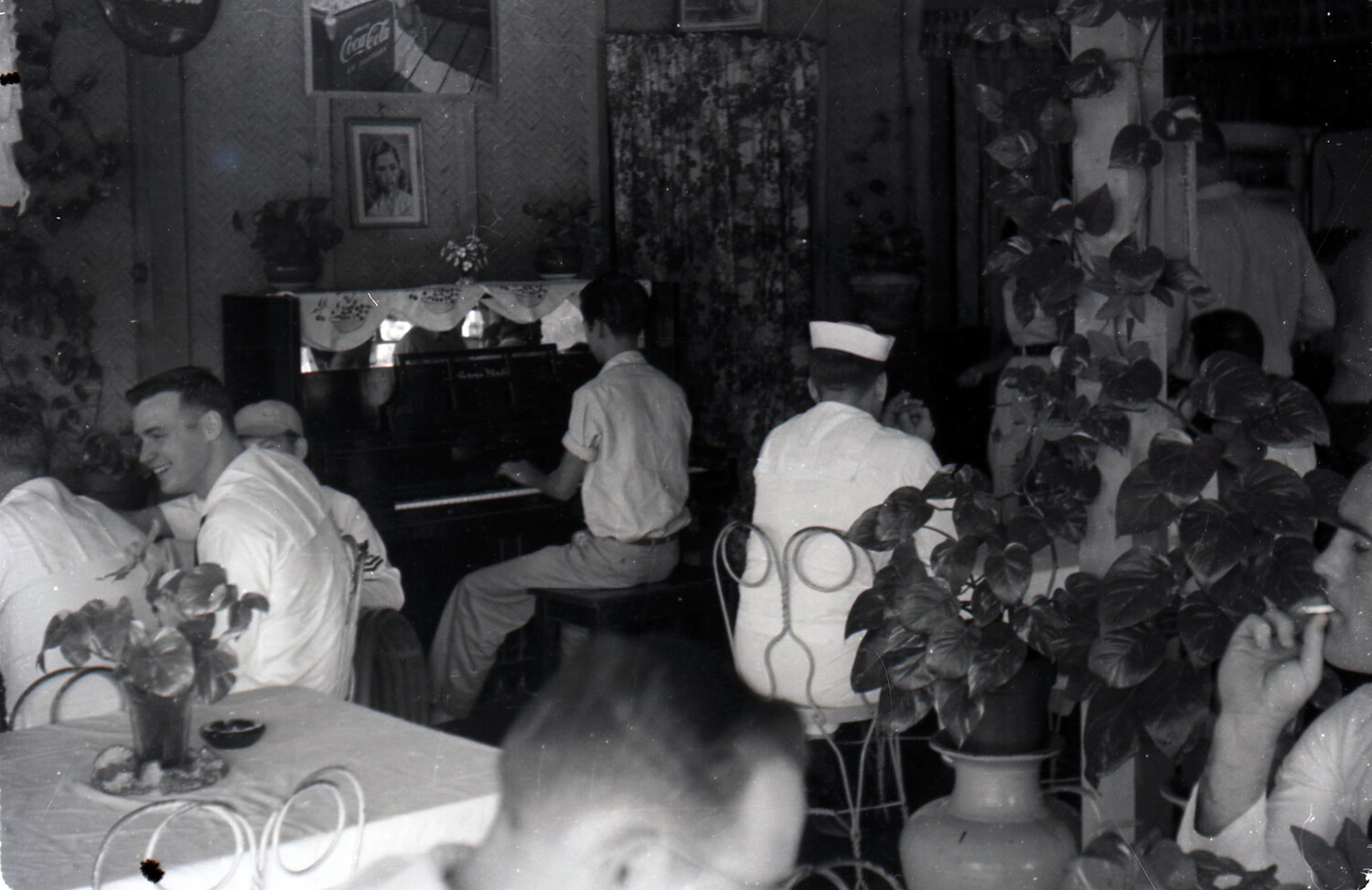 Sailors Relaxing at a Social Club with Piano, Philippines