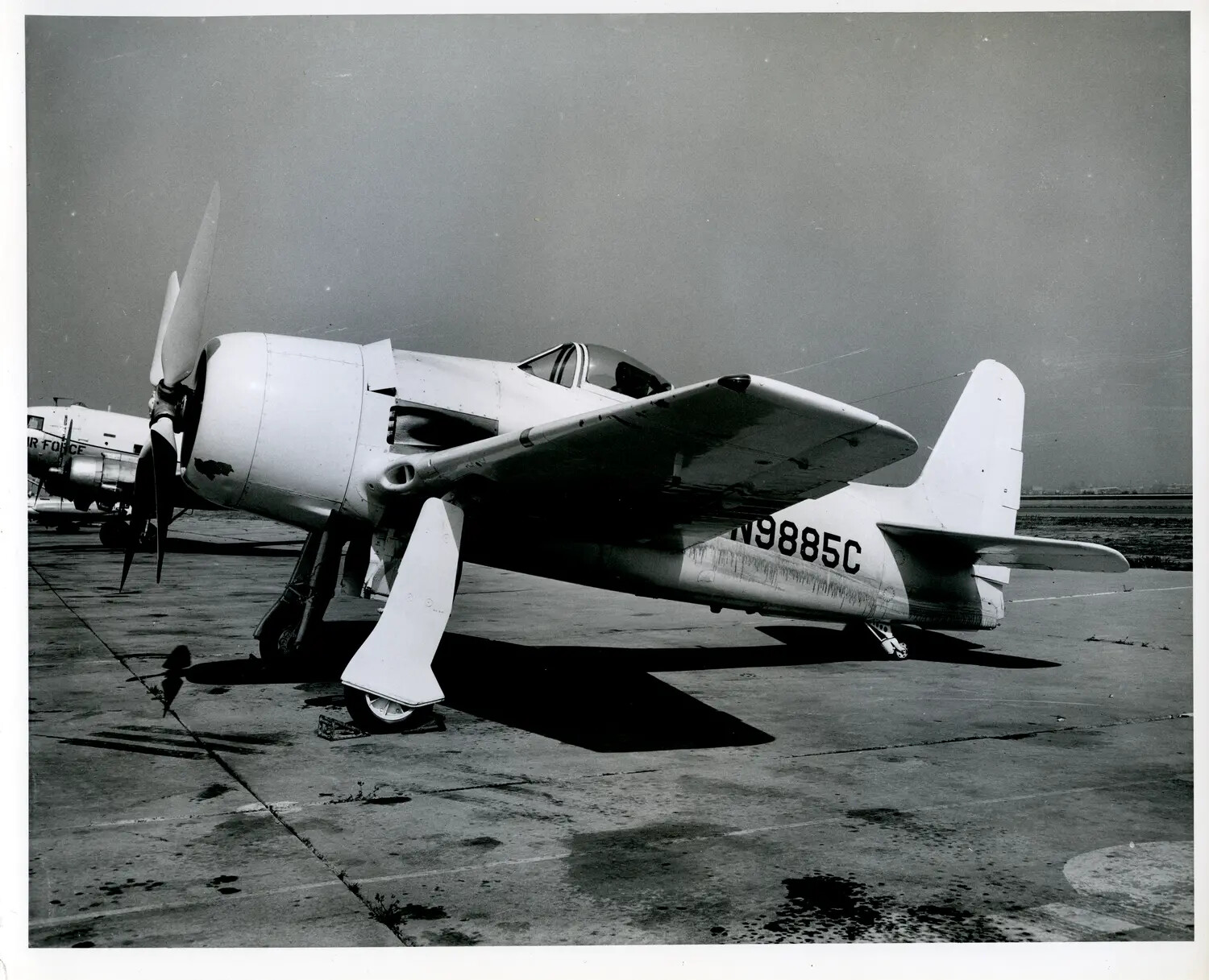Civilian-Registered Grumman F8F Bearcat-Type Fighter, Registration N9885C, on Airport Ramp