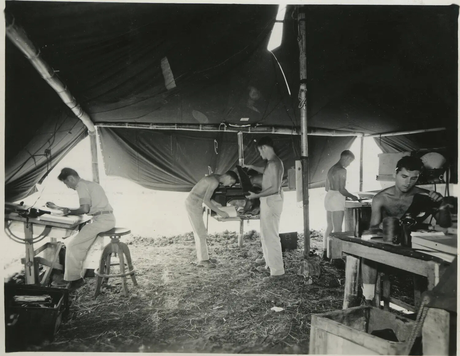 Airmen Working in Field Technical/Photo Laboratory Tent, 312th Bomb Group
