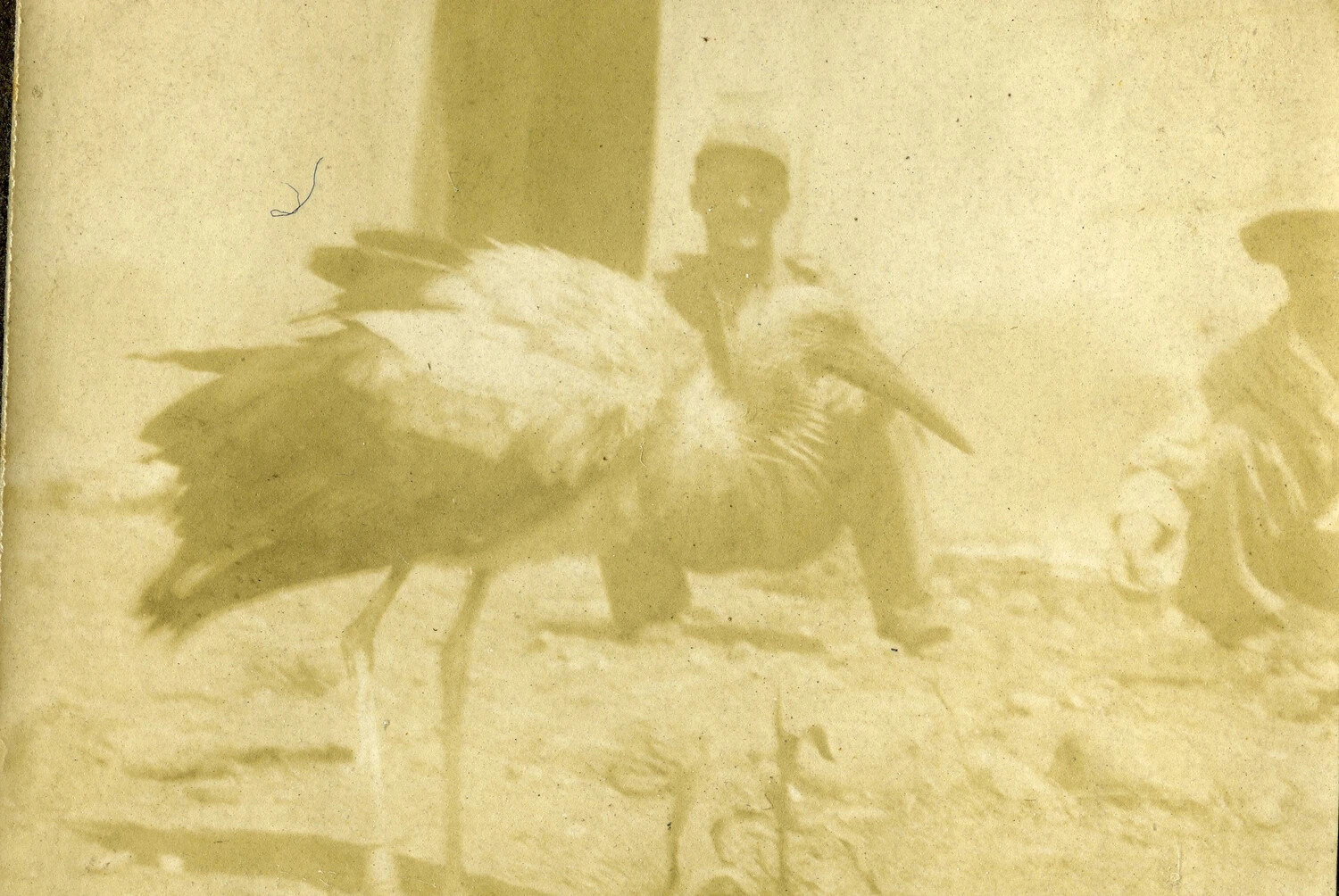 Large Wading Bird with Figures, WWI French Pilot Album