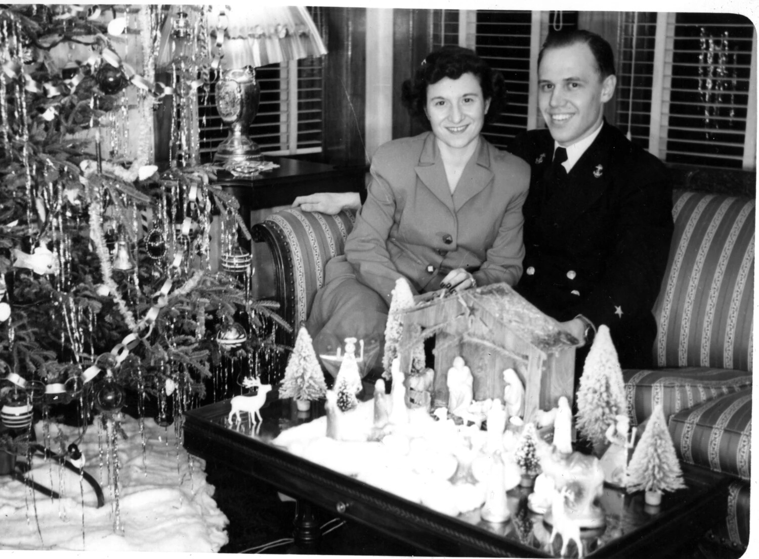 Naval Officer and Companion at Christmas, Home Leave Portrait
