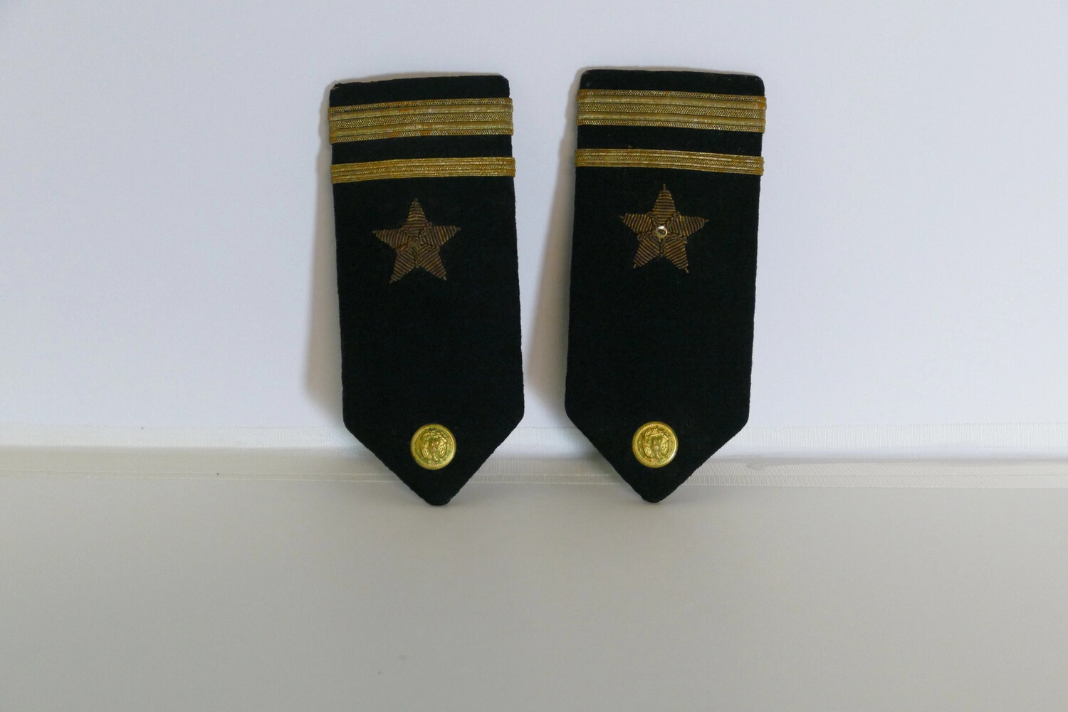 Pair of U.S. Navy Officer Shoulder Boards with Gold Rank Stripes and Star Device