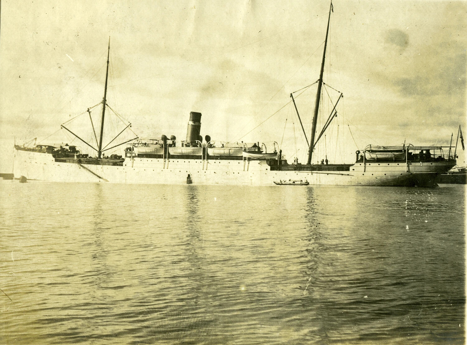 Steamship at Anchor in Philippine Harbor, Early 1900s, Carl Stone Album