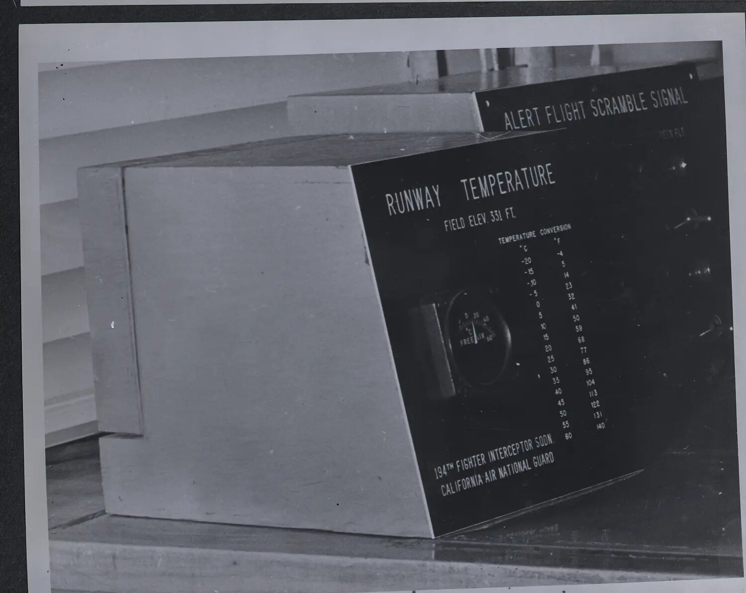 Runway Temperature and Alert Flight Scramble Signal Panels, Detail View, 194th Fighter Interceptor Squadron, California Air National Guard