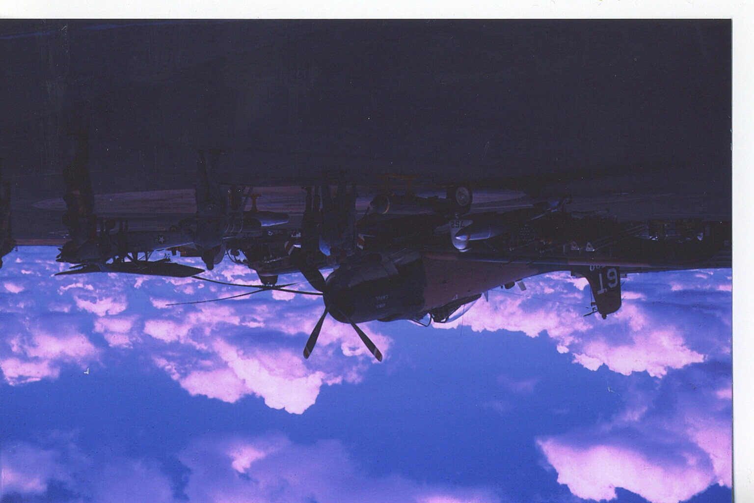 A-1 Skyraider on Flightline Ramp at Dusk (Scan Inverted) - 6th Special Operations Squadron Collection