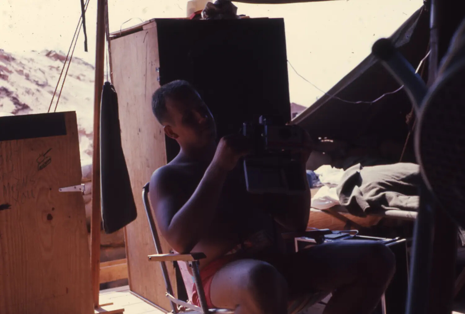 Serviceman in Tent Quarters at Cam Ranh Bay, Vietnam War Era