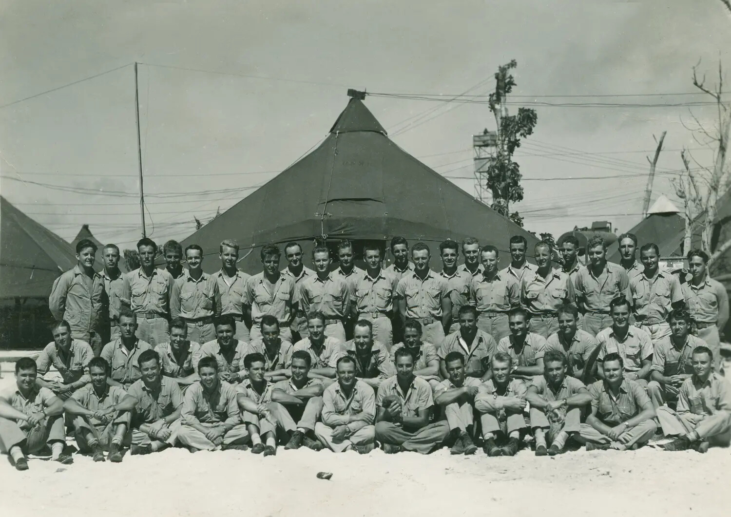 Squadron/Unit Group Portrait in Front of Pyramidal Tent, McAleer WWII Collection