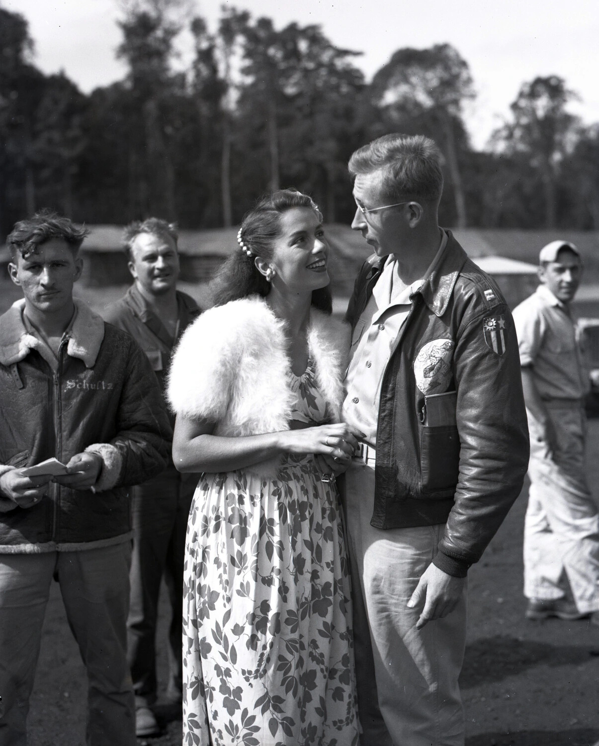 American Airman with Blood Chit Patch and Companion at CBI Theater Social Gathering, WWII