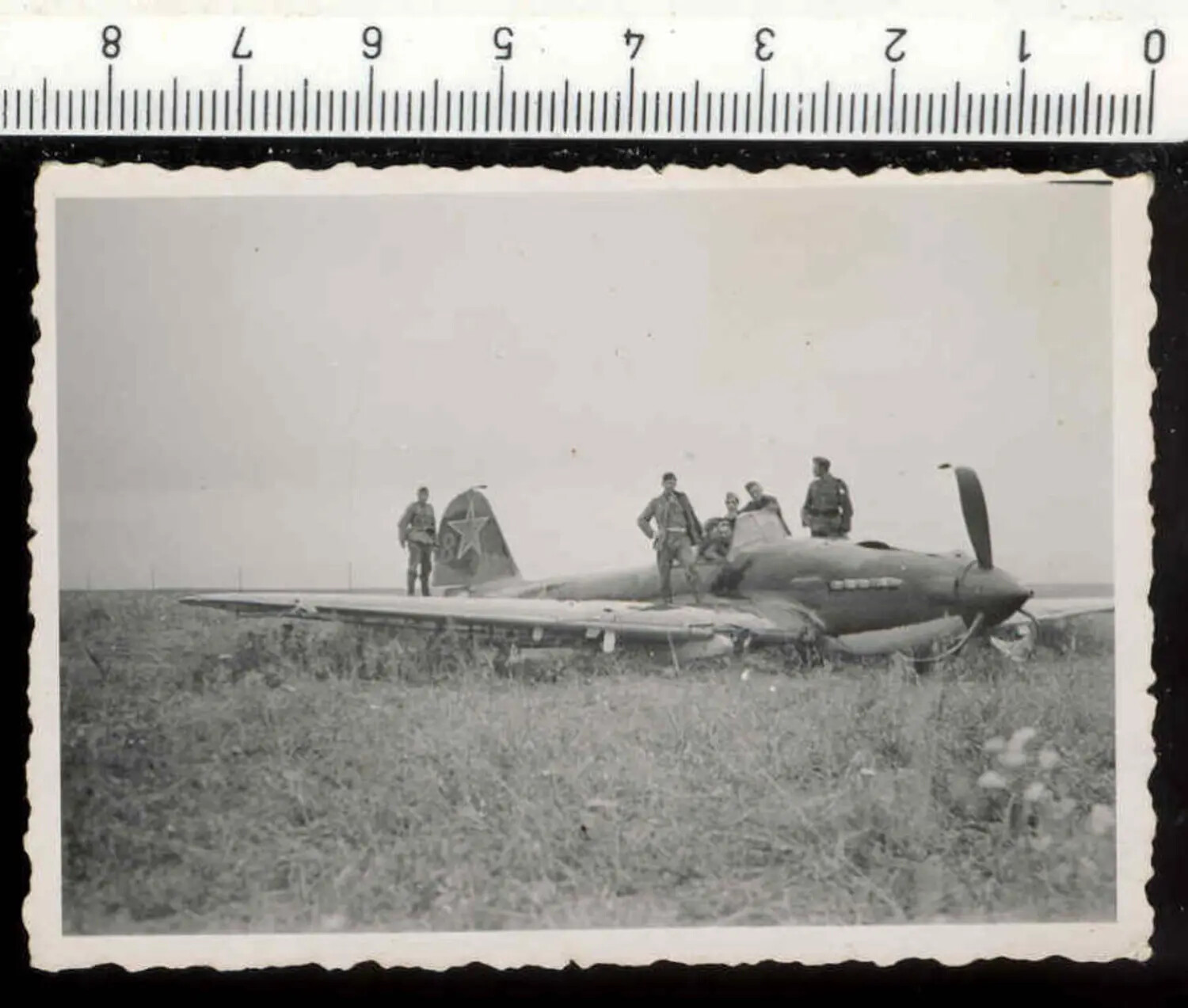 German Soldiers with Downed Soviet Fighter Aircraft, Eastern Front, WWII