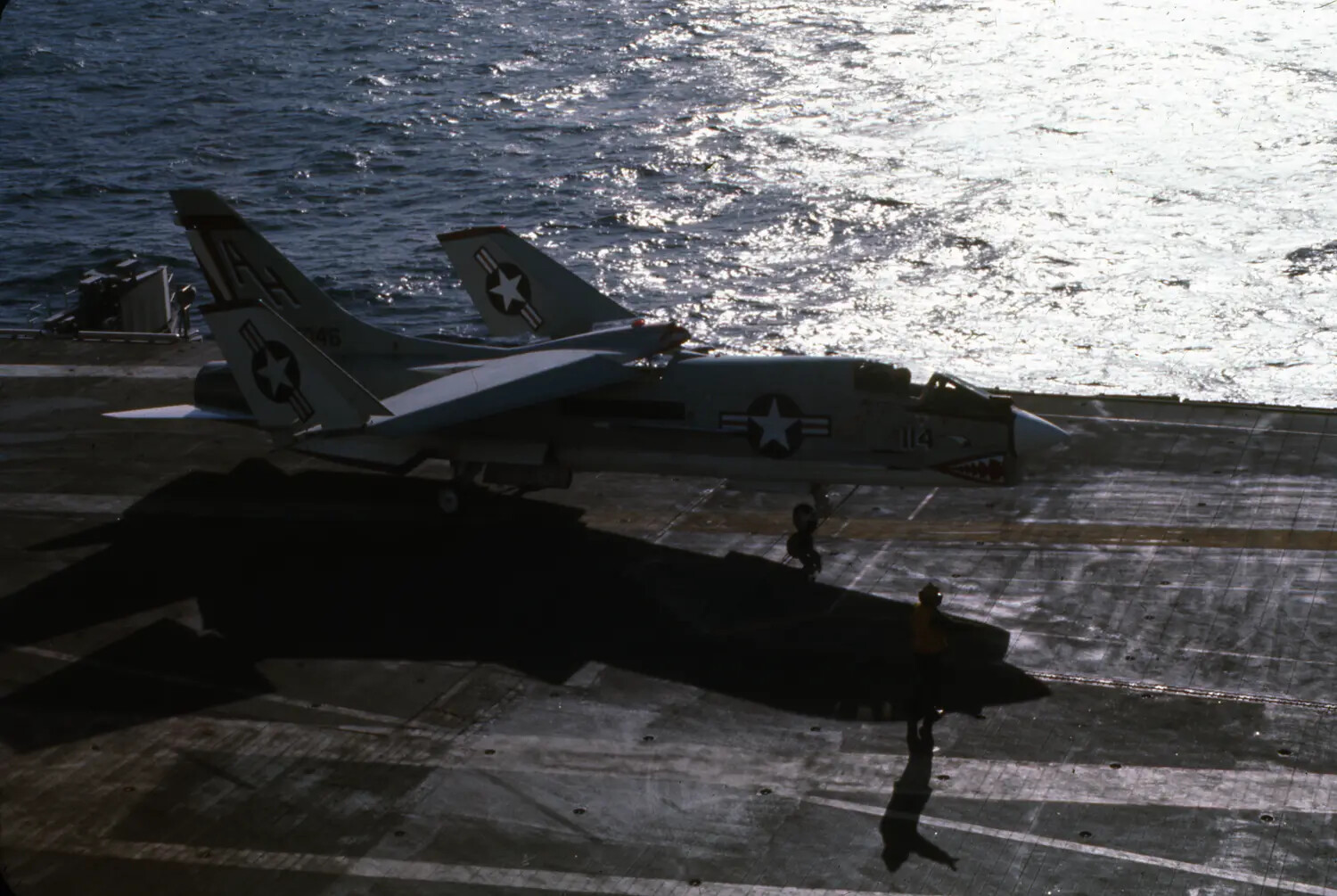 F-8 Crusader with Shark Mouth Nose Art Aboard USS Ticonderoga