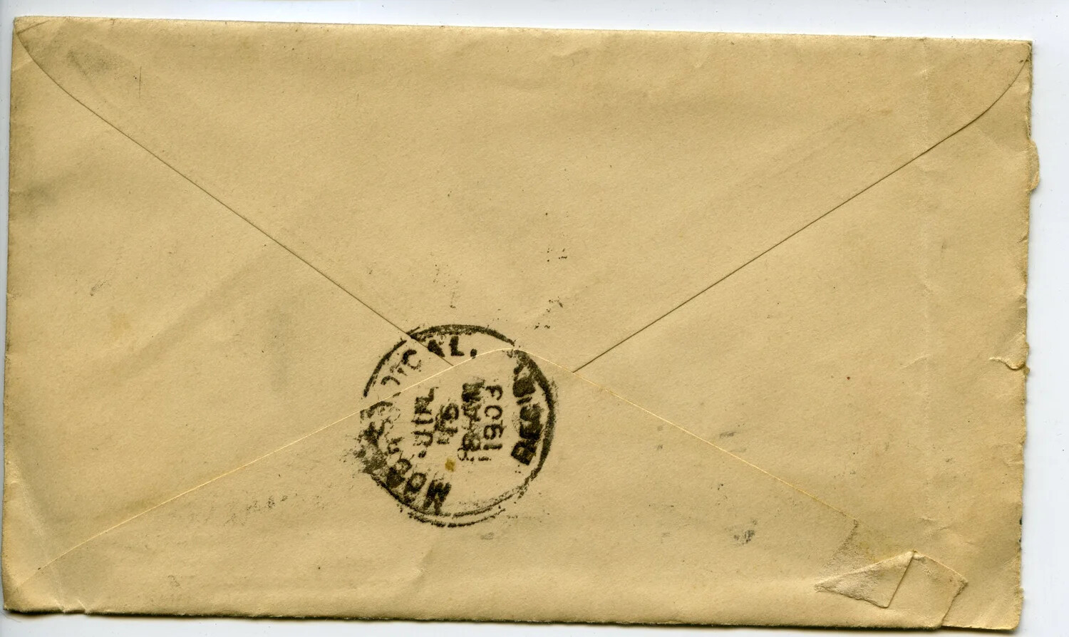 Envelope Verso with Postal Cancellation Stamp, J.A. Wagener Correspondence, 1903