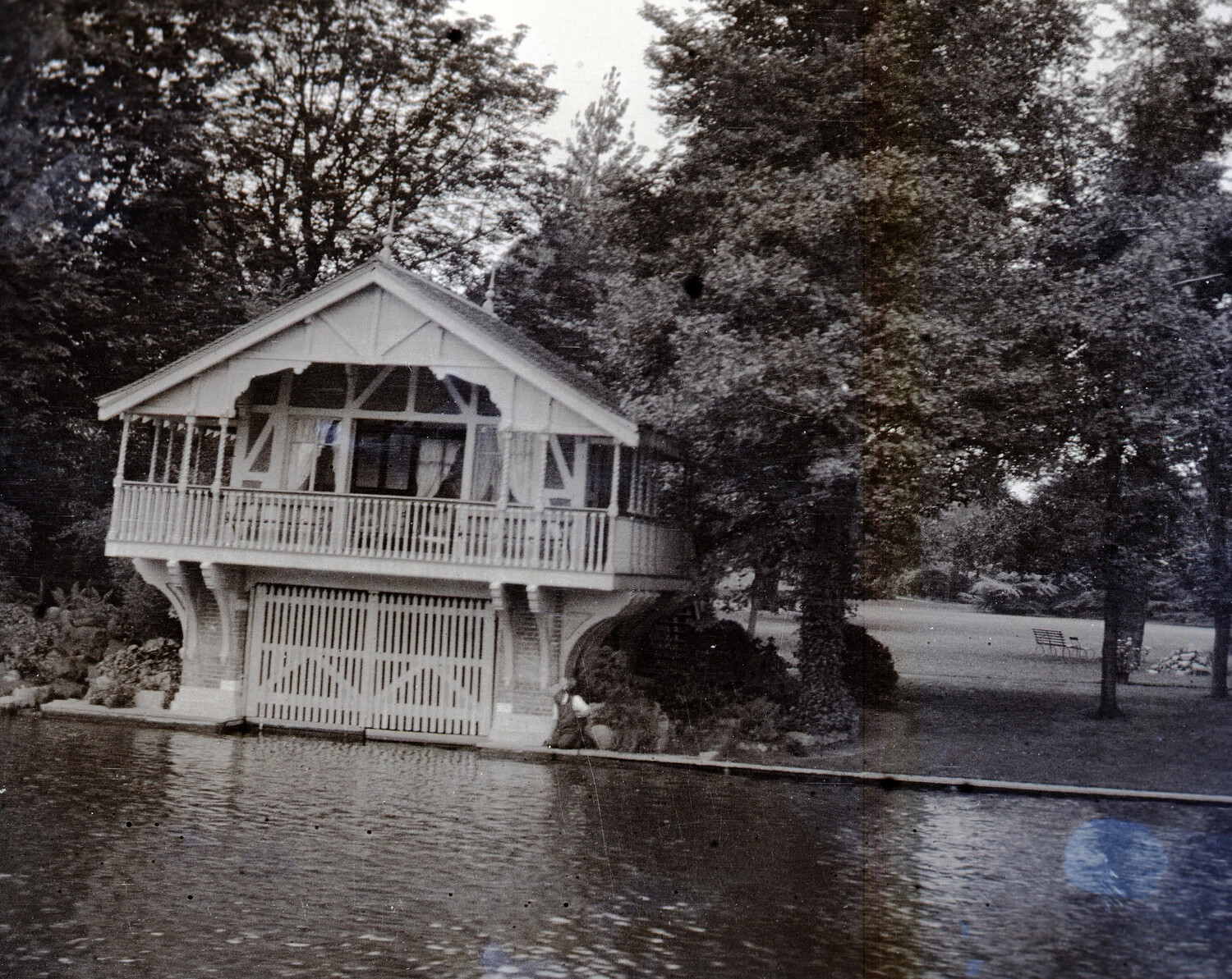 Ornamental Lakeside Boathouse, England, World War I Era