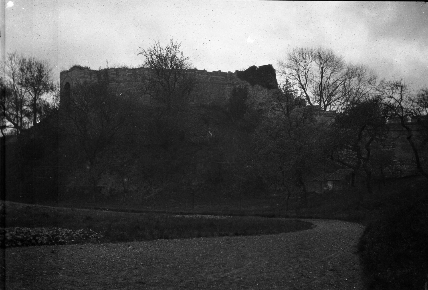 Ruined Fortress Wall on Hillside, France, World War I Era