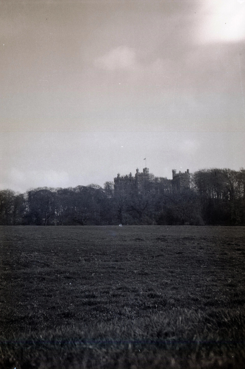 Distant View of an English Castle Across a Field, WWI-Era England Negatives Collection