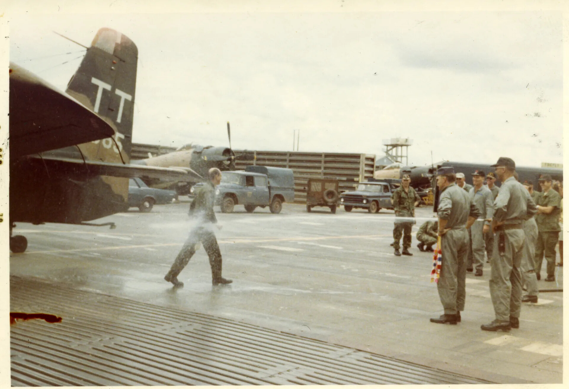A-1 Skyraider Tail 'TT' and Fini-Flight Water Celebration, NKP Flight Line