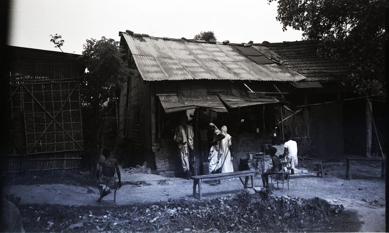 Village Shop and Local Residents, China-Burma-India Theater -- WWII Era Photograph