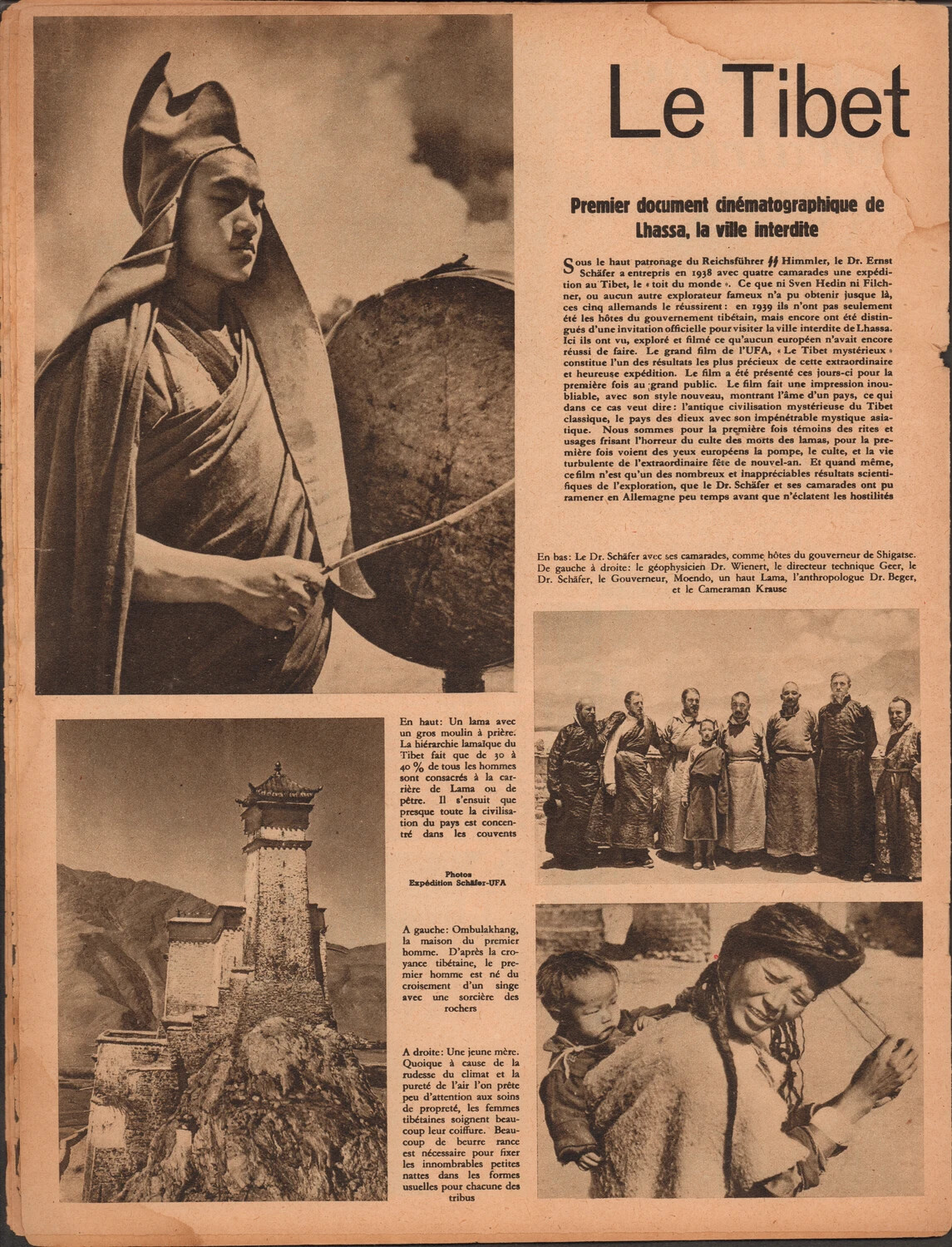 Der Adler Magazine Spread (French Edition): 'Le Tibet' - Feature on the Schafer SS-Expedition to Lhasa