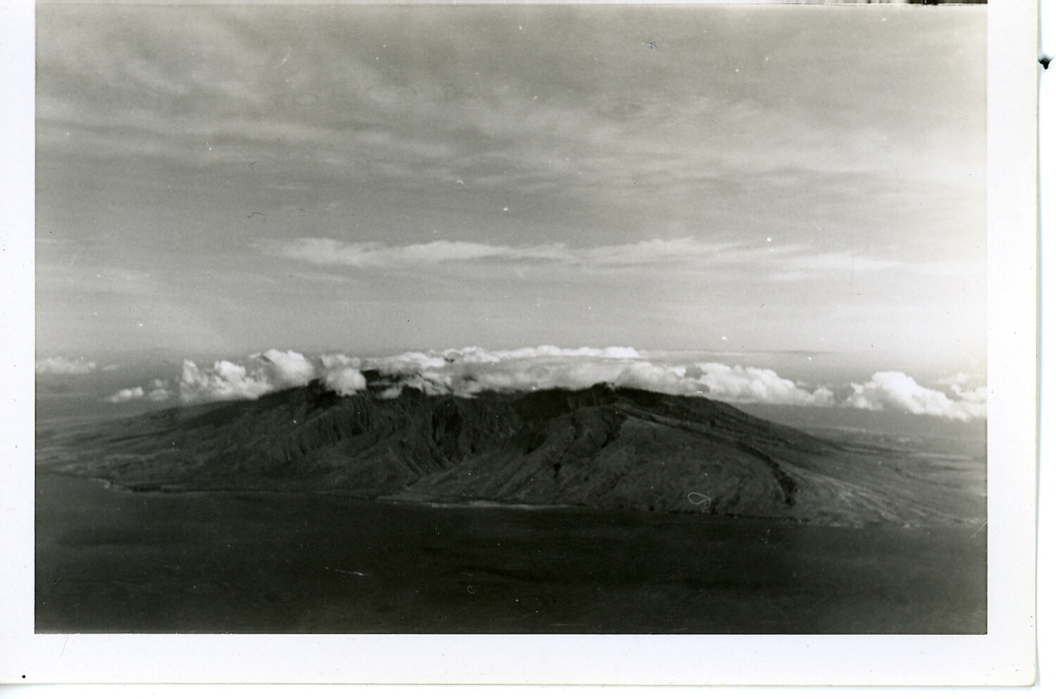 Aerial View of Eroded Volcanic Mountain, Hawaii, WWII Era