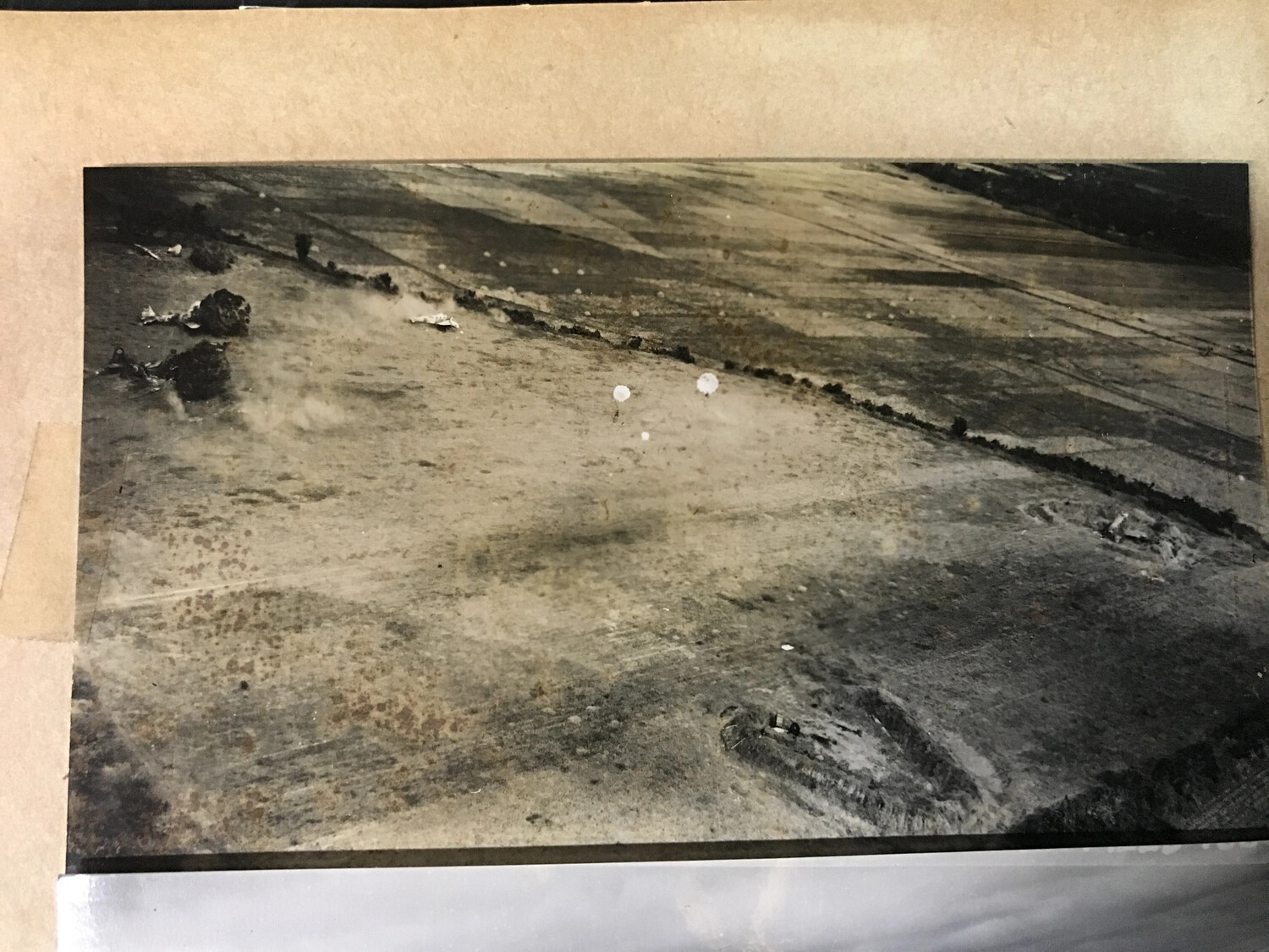 Mounted Album Print: Parafrag Attack on Camouflaged Aircraft Dispersal Area