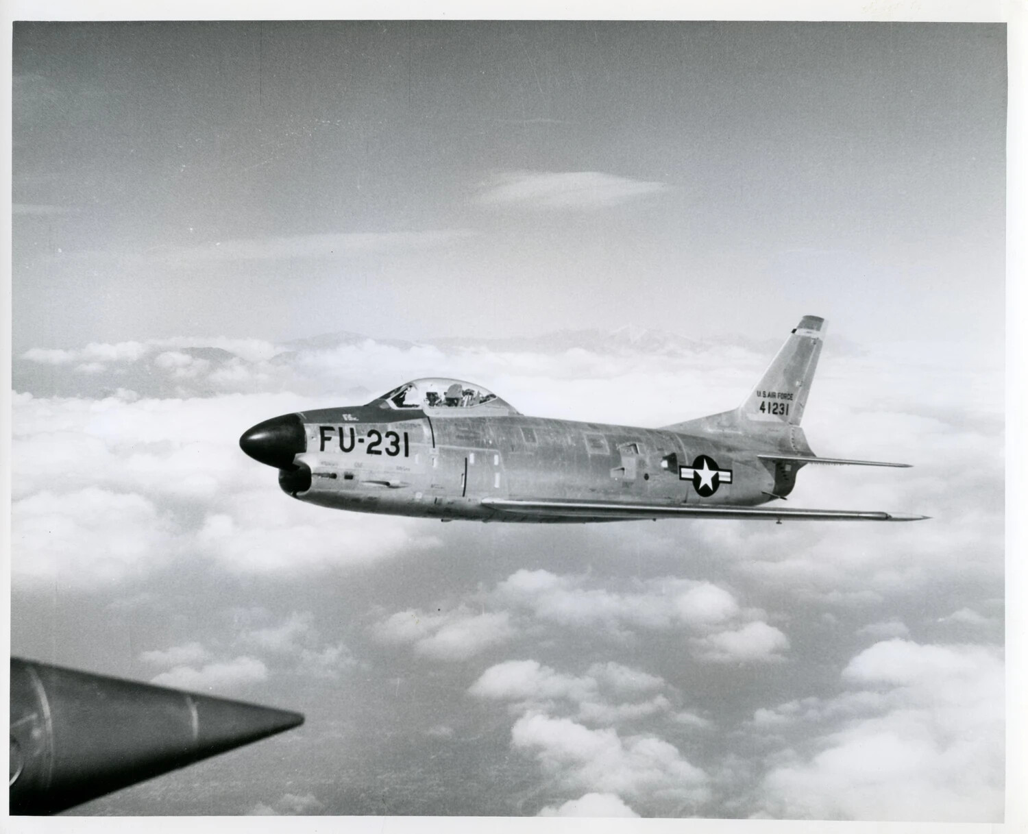 North American F-86 Sabre 'FU-231' (S/N 41231) in Flight Above Cloud Cover