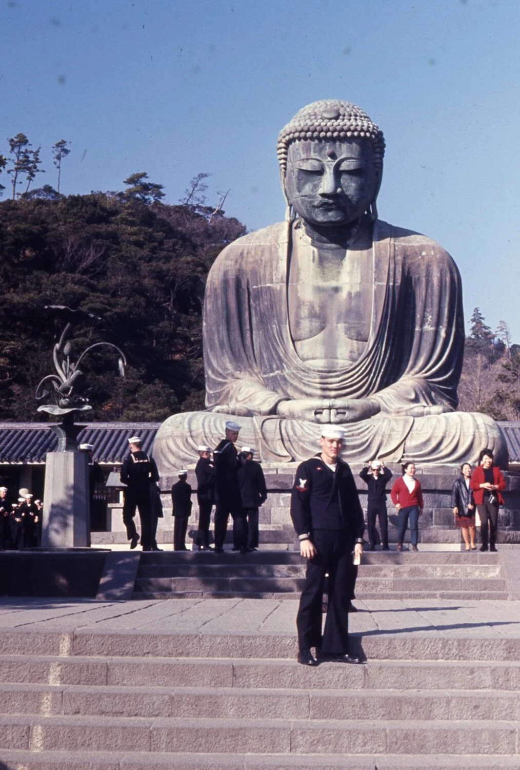 U.S. Navy Sailor at the Great Buddha of Kamakura, Japan — Vietnam War-Era Liberty Call, USS Ticonderoga Collection