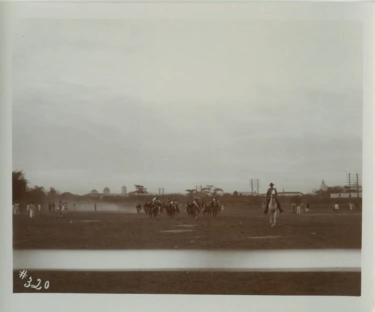 Mounted Cavalry Formation on Parade Ground, Philippine Garrison Town, c. 1898-1910