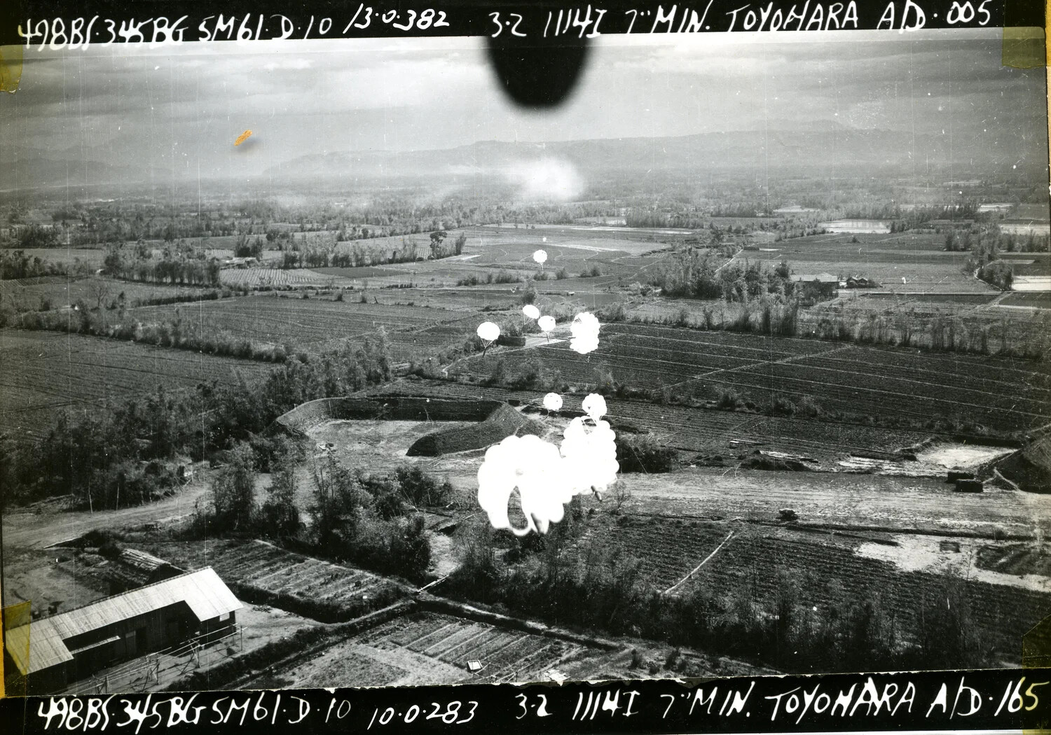 USAAF Strike Photograph, 498th Bombardment Squadron, 345th Bombardment Group — Toyohara Airdrome