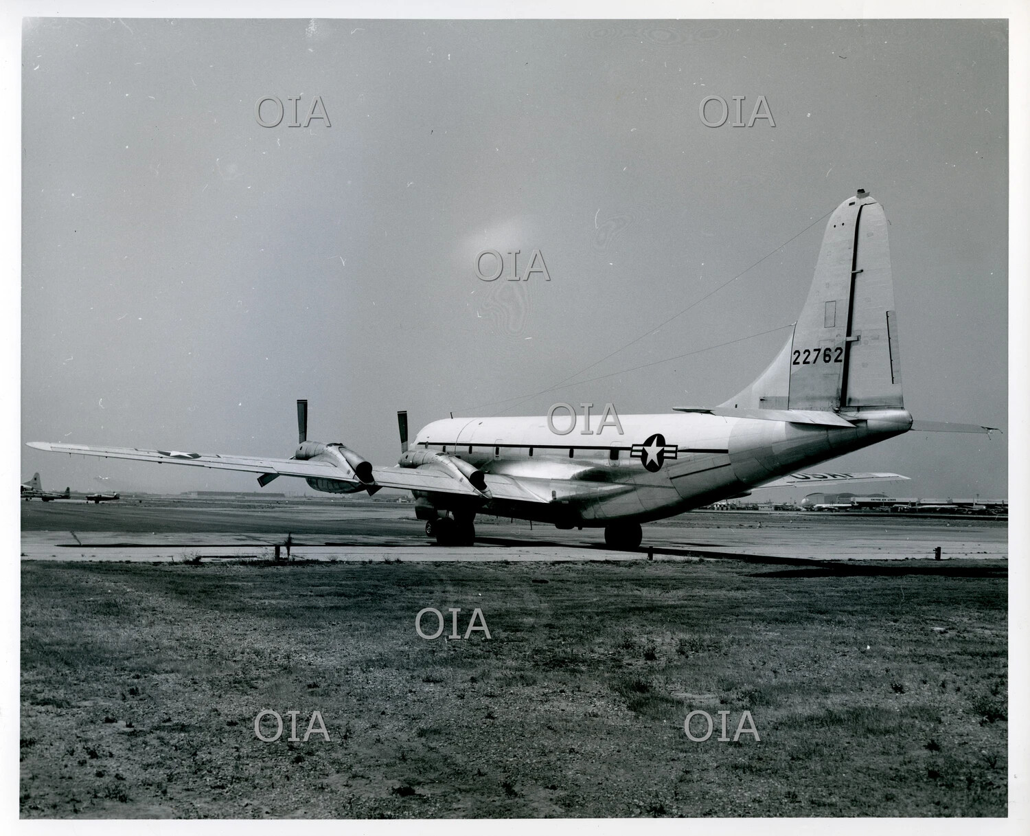 Boeing KC-97 Stratofreighter/Stratotanker, U.S. Air Force, Tail No. 22762, Rear Quarter View on Ramp