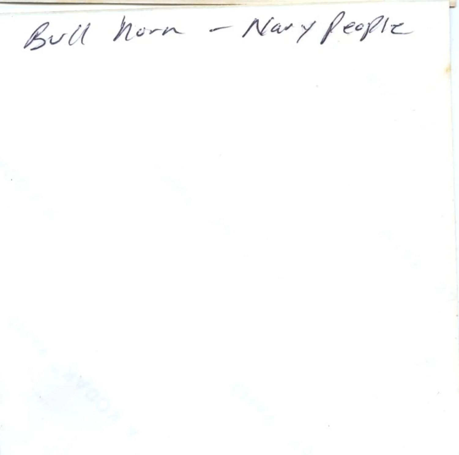 Handwritten Caption Card: 'Bull Horn - Navy People' - Vietnam War Album Annotation, 1971