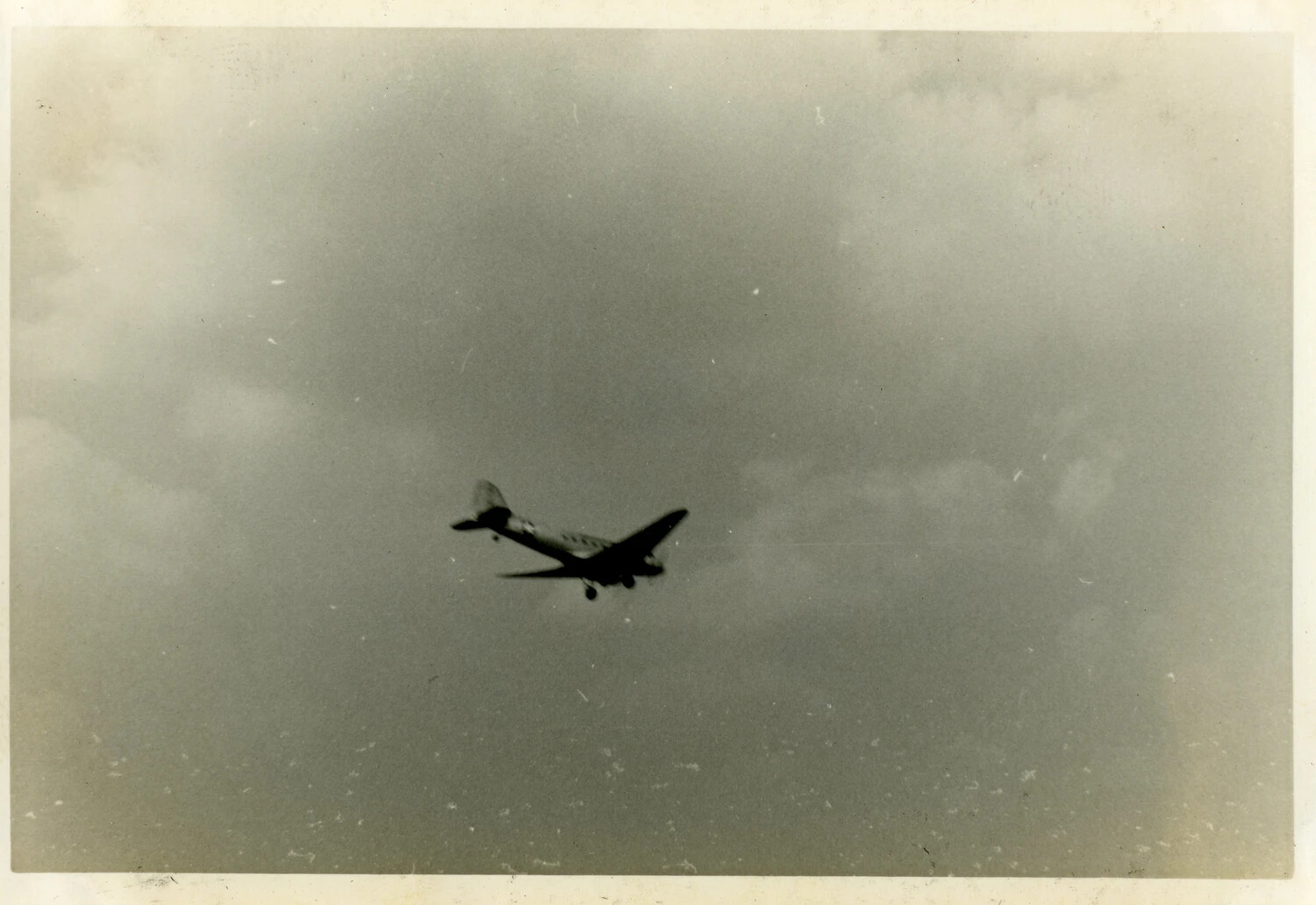 Single-Engine Military Aircraft in Flight, WWII-Era Airfield Photograph (Azores/Hickam/England Collection)