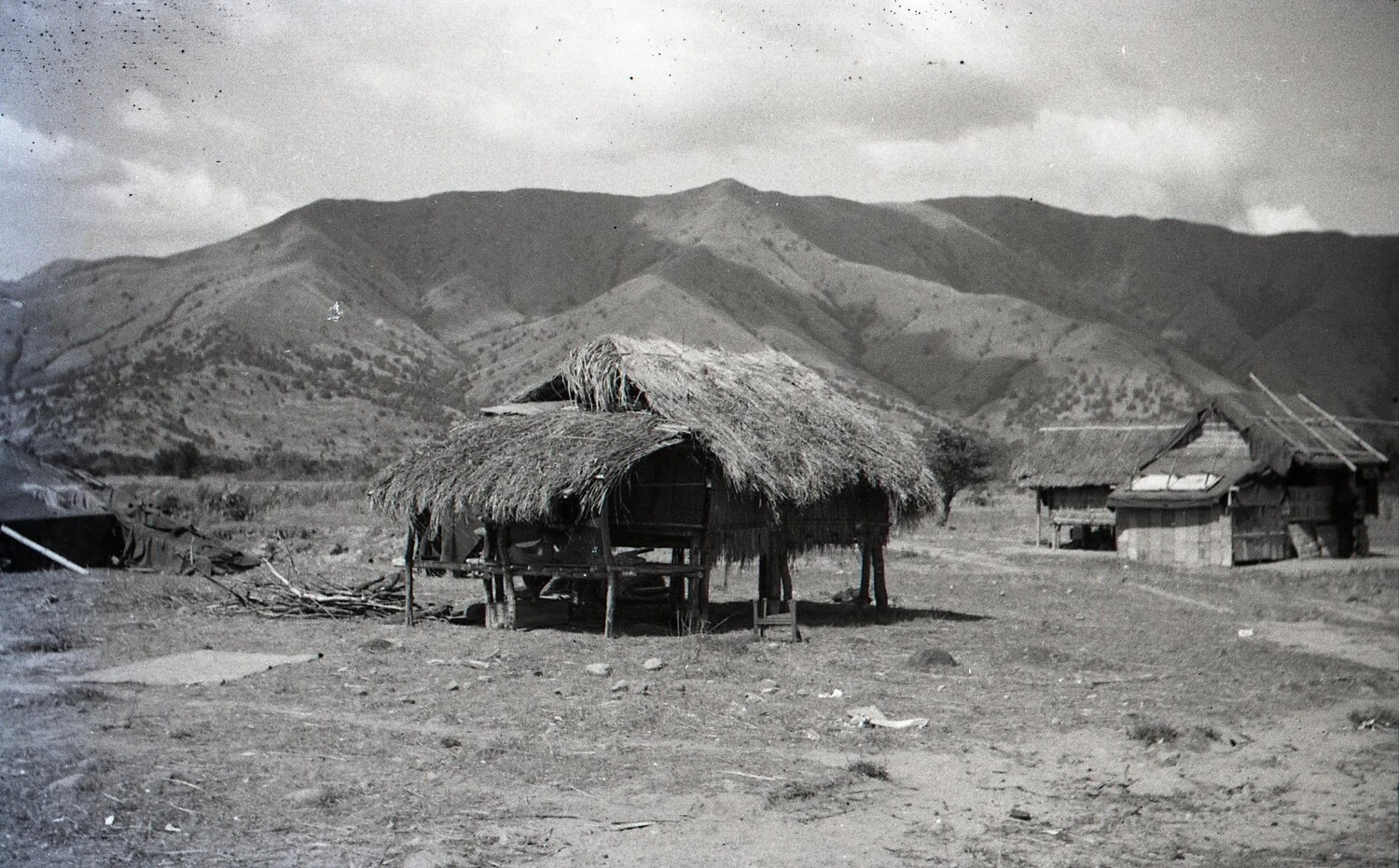 Small Village Structures in Mountain Valley, Luzon, Philippines, WWII Era