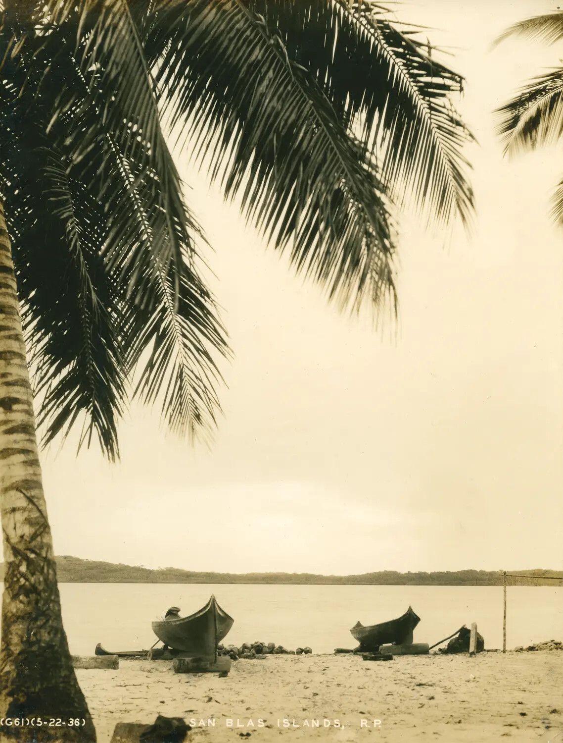 San Blas Islands, Republic of Panama — Native Dugout Canoes on Beach, May 1936
