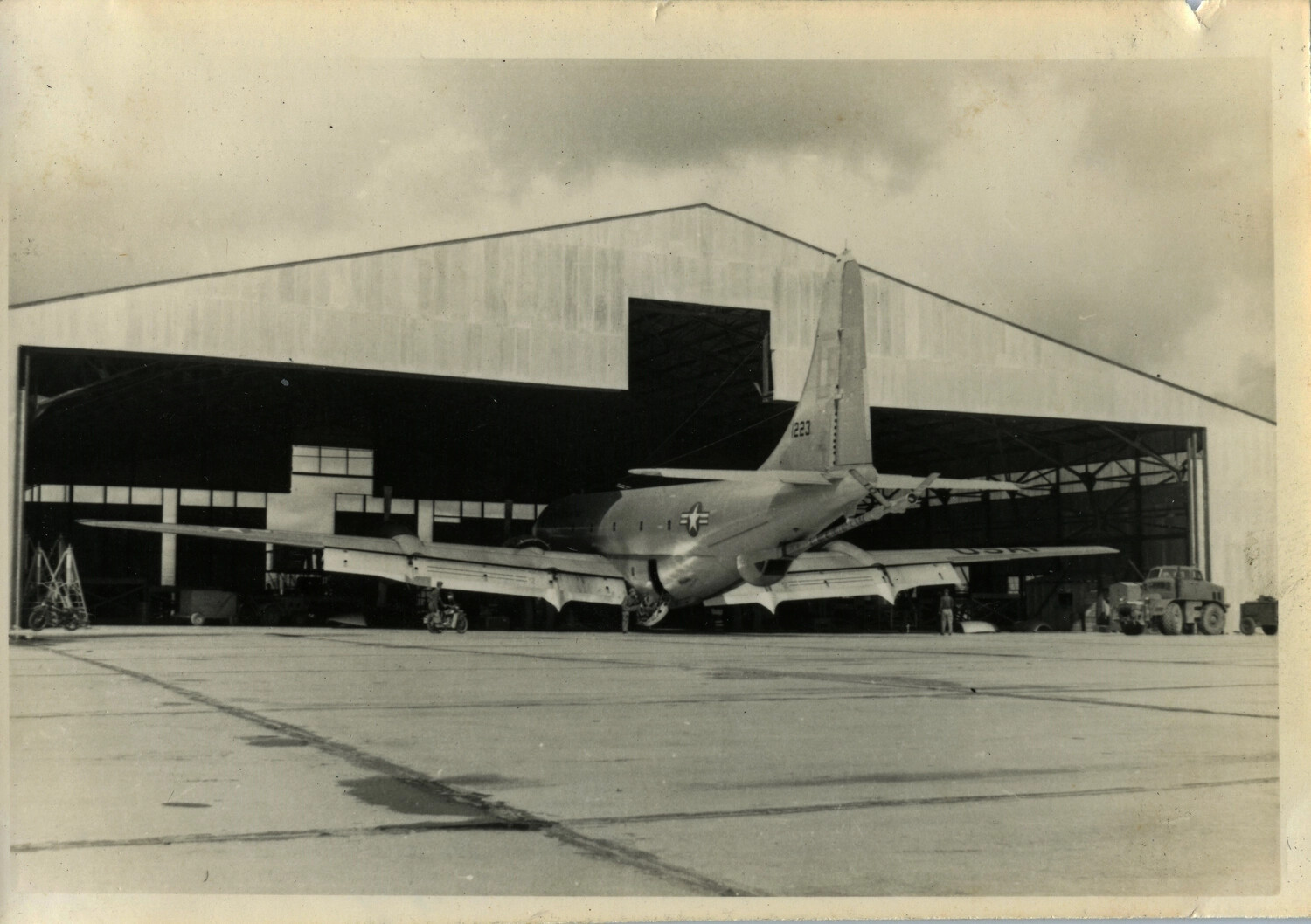 USAF Boeing C-97/KC-97 Stratofreighter on Hangar Apron, Cold War Era
