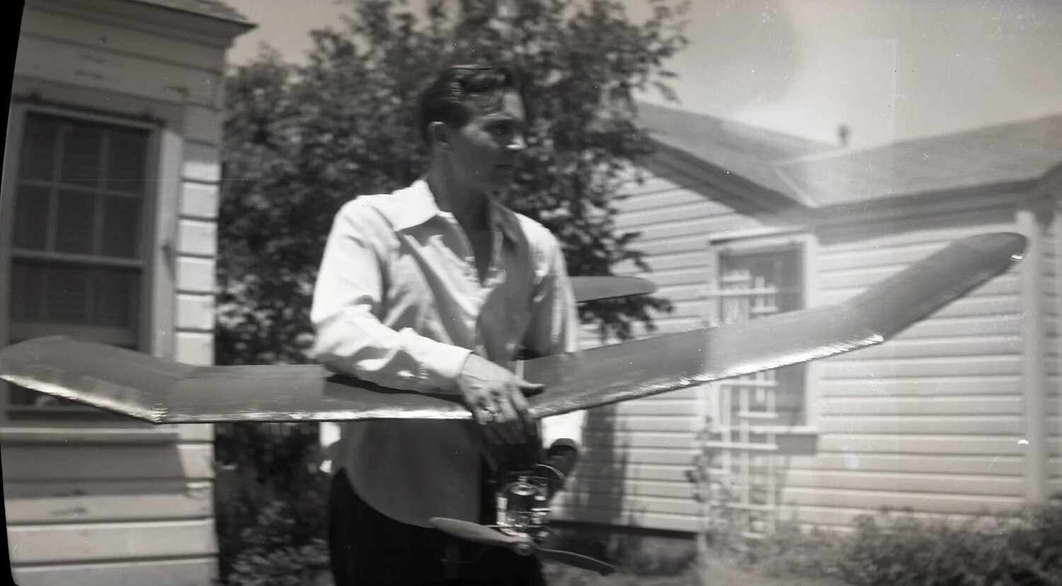 Young Man with Gas-Powered Model Airplane, Kelley Family Album