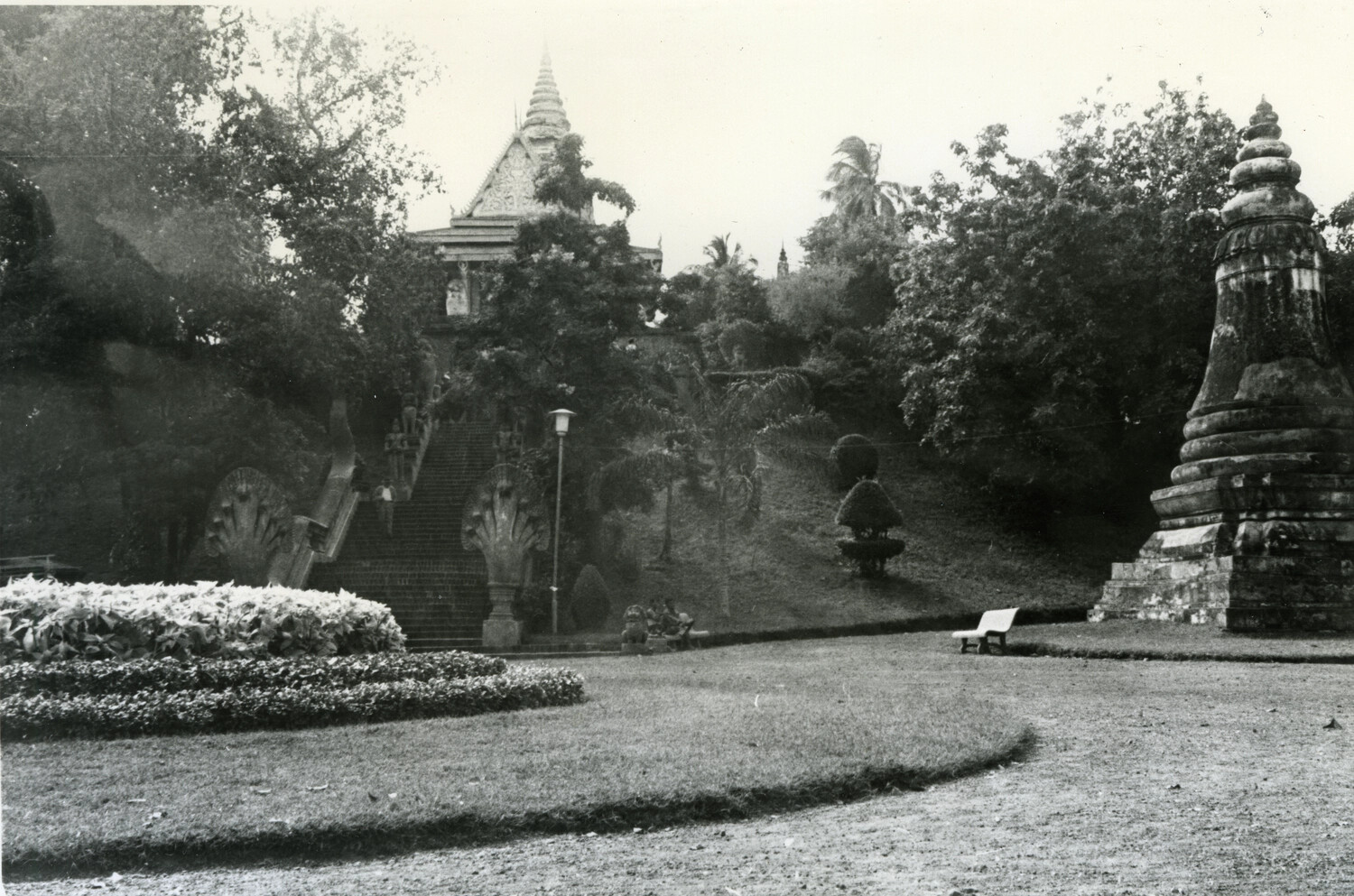 Grand Staircase and Stupa, Wat Phnom, Phnom Penh, Cambodia