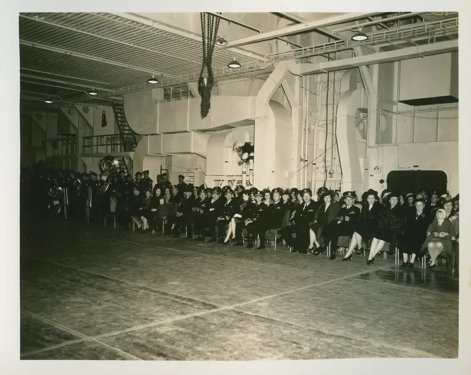 Hangar Deck Ceremony Aboard USS Petrof Bay (CVE-80)