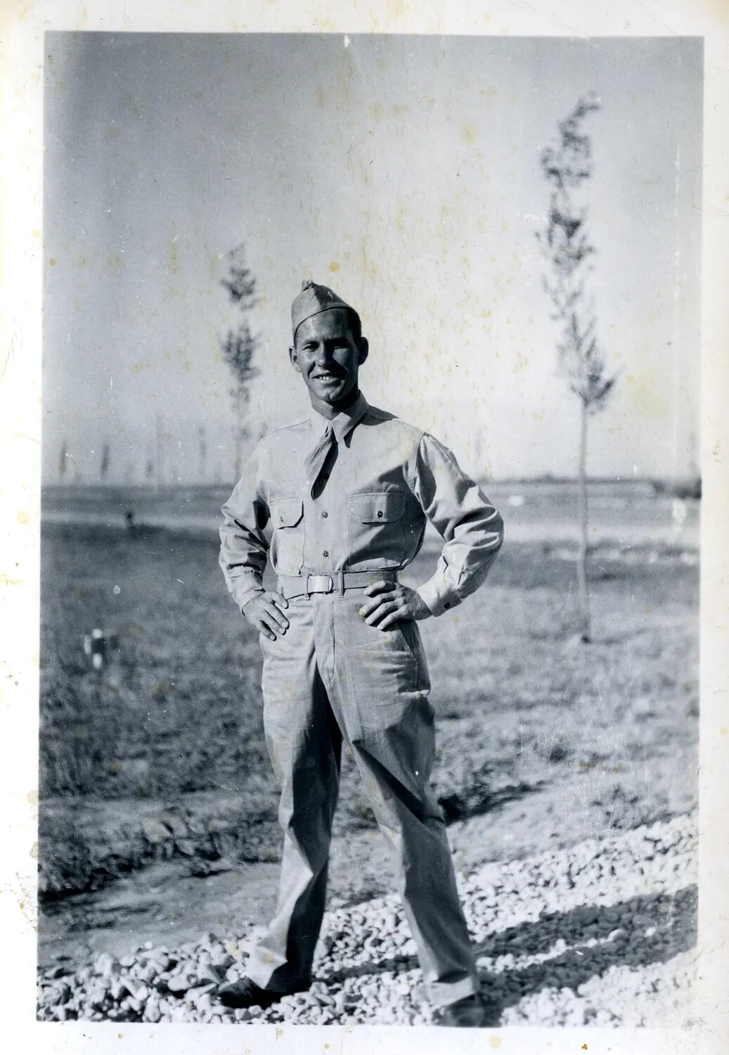 Portrait of U.S. Army Serviceman in Khaki Service Uniform, China-Burma-India Theater, WWII