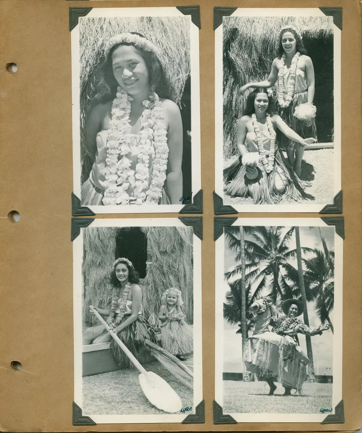 Album Page of Staged Hula Performance Photographs, Wartime Hawaii