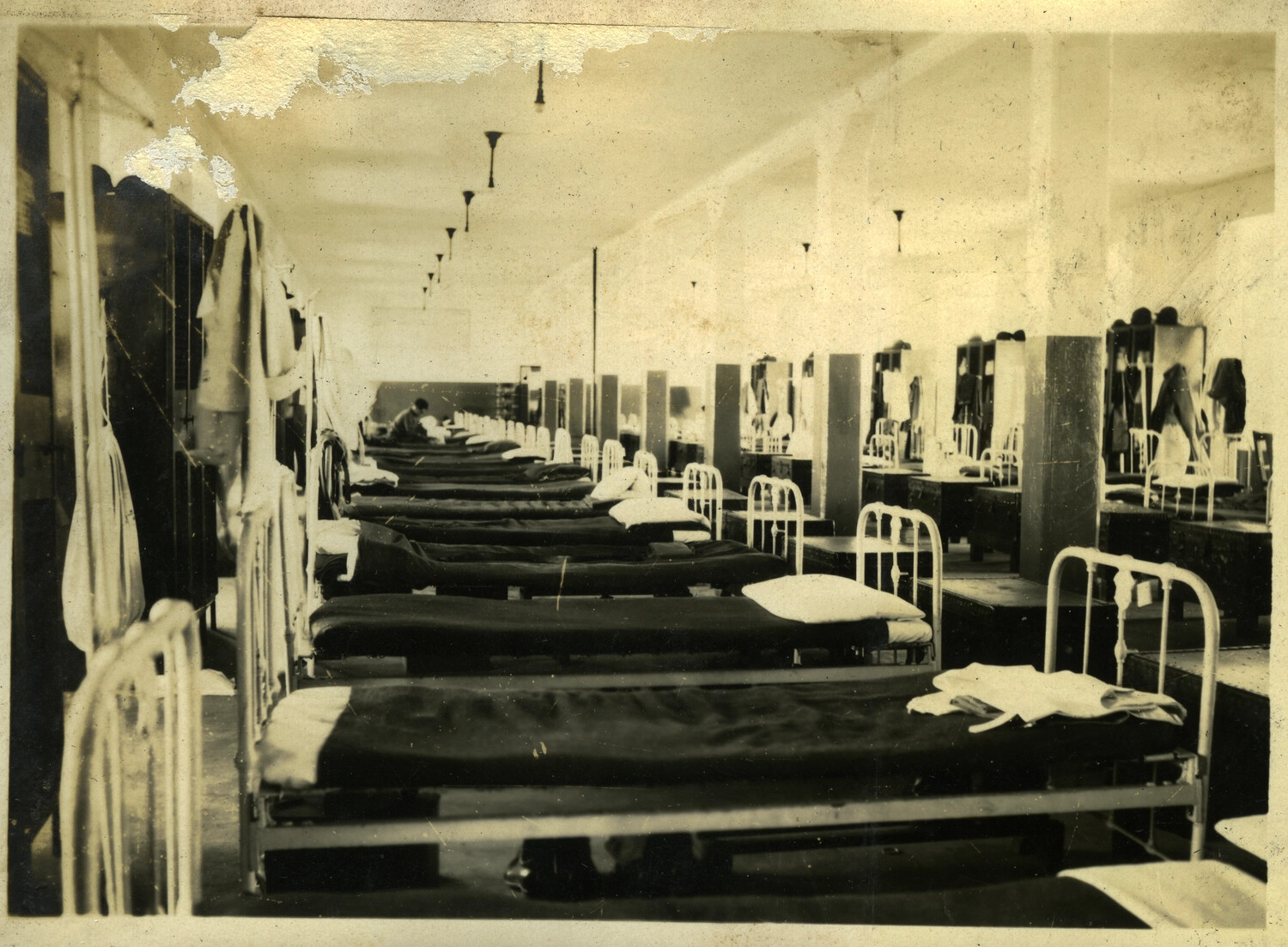 Interior View of Barracks or Ward Quarters, Rows of Iron Beds (Manila Photo Album)