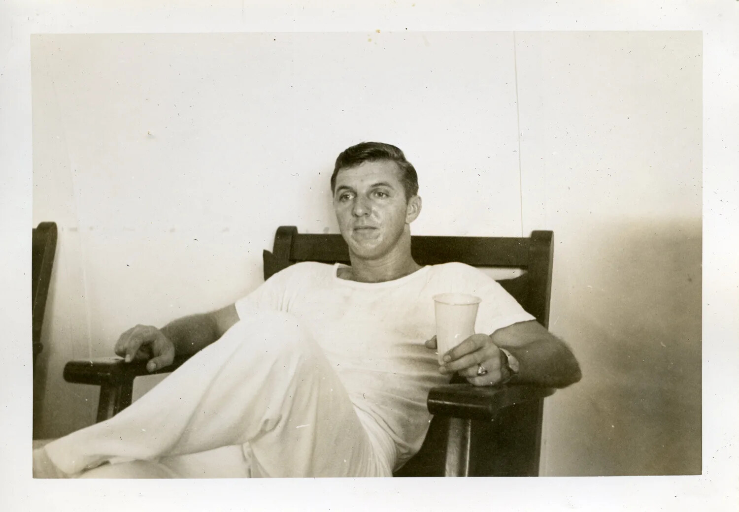 Navy Serviceman Relaxing in Quarters, VR-6 Naval Air Transport Squadron, Agana, Guam
