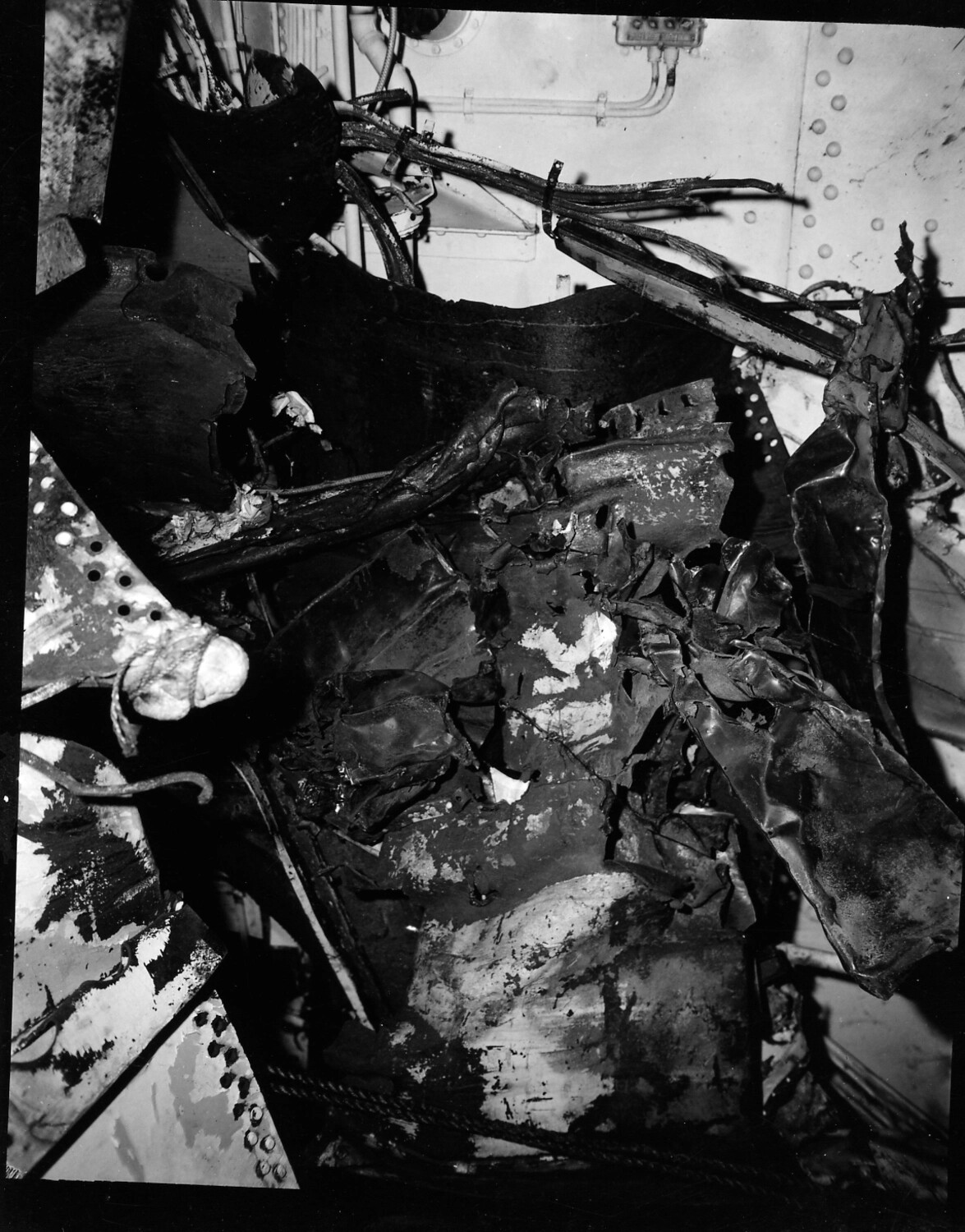 Fire and Blast Damage to Interior Compartment, USS Saratoga (CV-3)