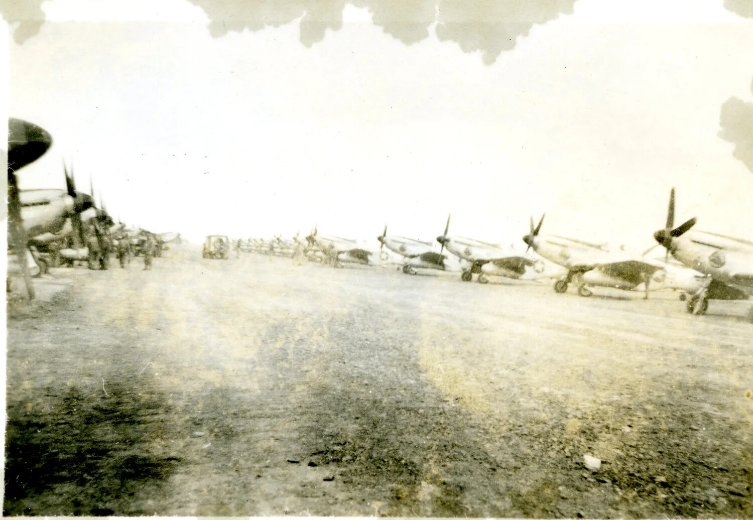 P-51 Mustang Fighters Lined Up on Iwo Jima Airfield, 1945