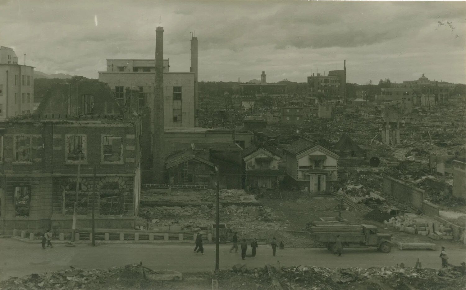 Panoramic View of Bomb-Devastated Japanese City, 1945