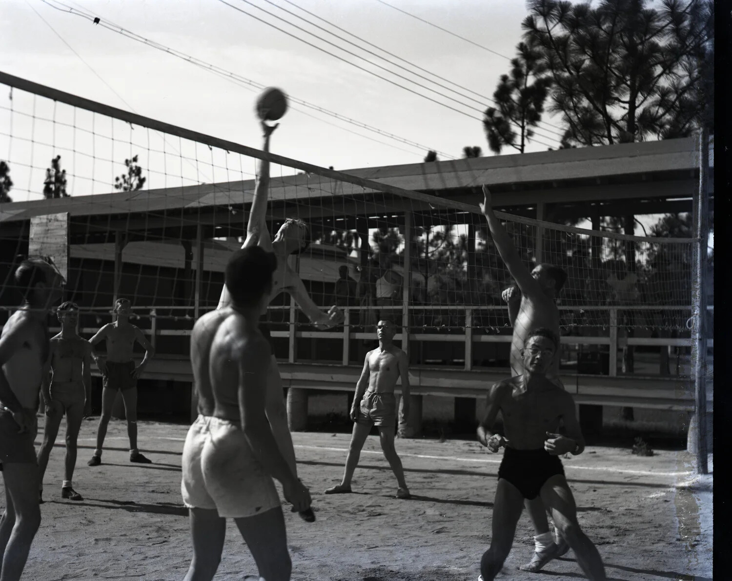 Officers Playing Volleyball at a CBI Theater Base — WWII Kotec China-Burma Collection