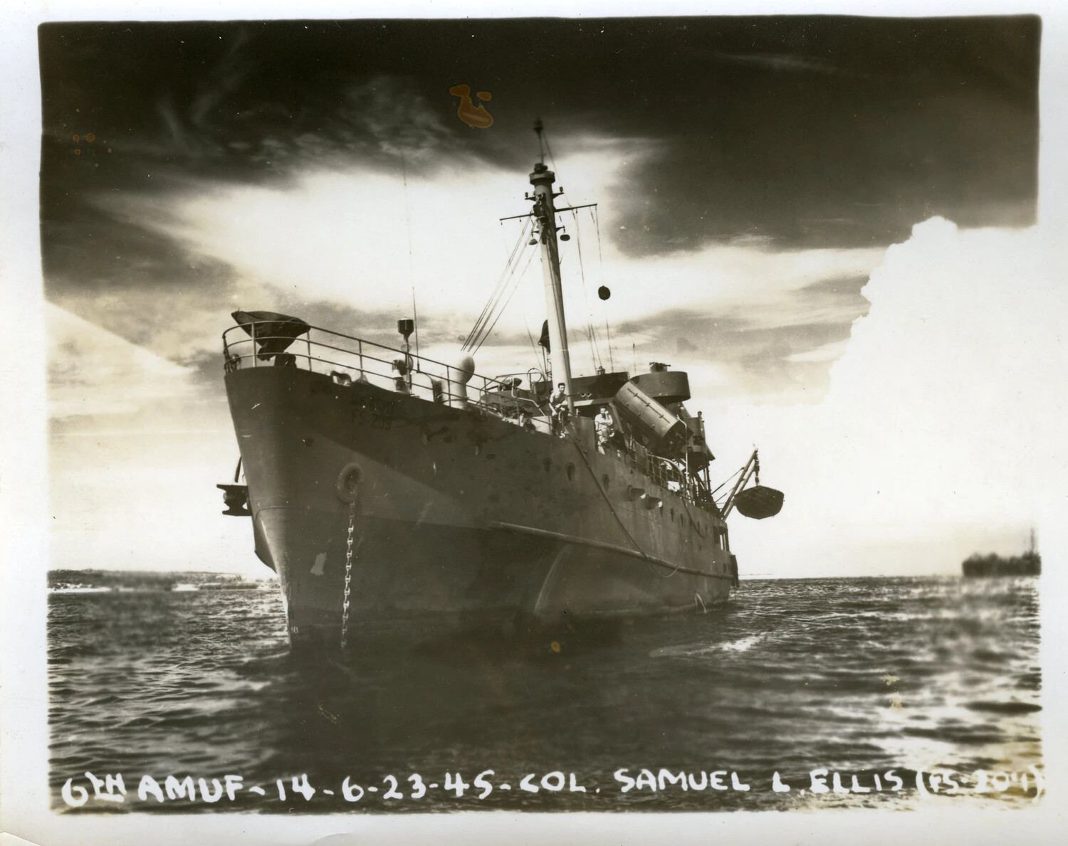 U.S. Army Freight and Supply Ship FS-209 at Anchor, Okinawa, 23 June 1945