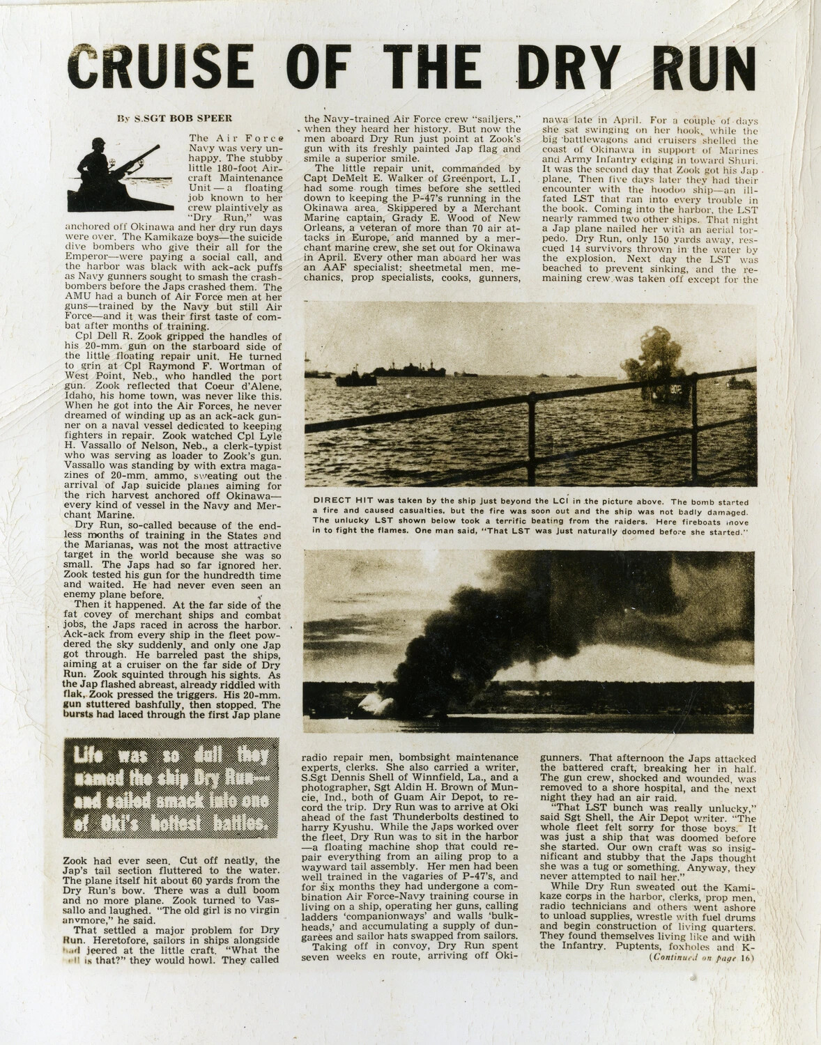 'Cruise of the Dry Run' - Magazine Article on Air Force Aircraft Maintenance Unit at Okinawa, WWII