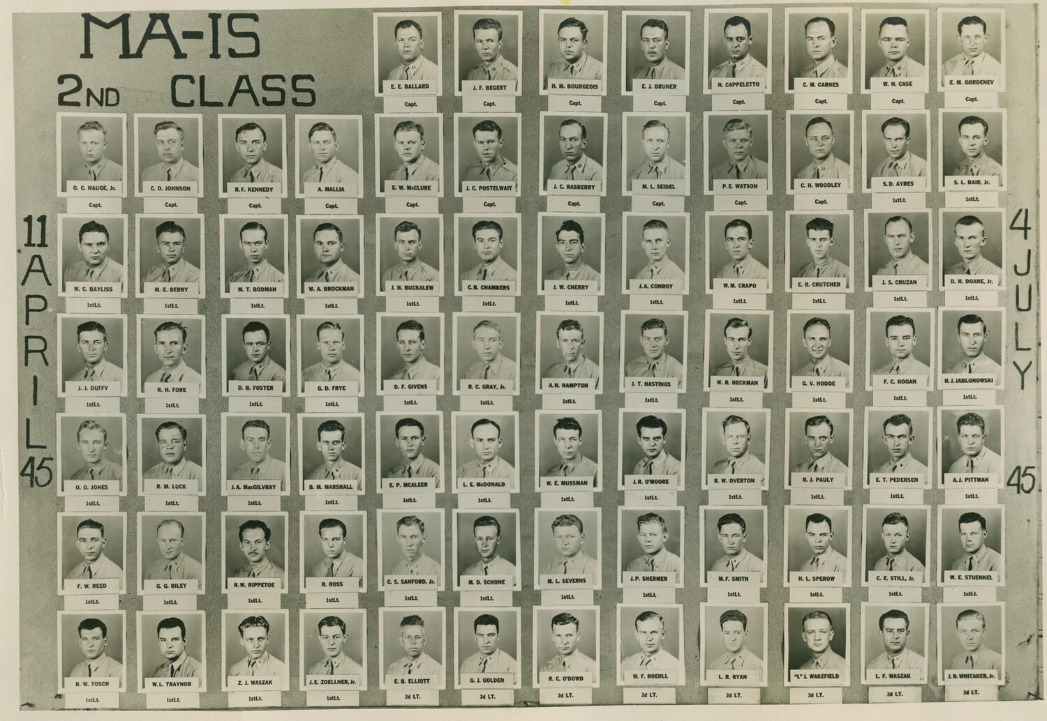 MA-1S 2nd Class Composite Photograph, April 11 - July 4, 1945